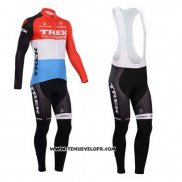 2014 Maillot Ciclismo Trek Factory Racing Rouge et Blanc Manches Longues et Cuissard