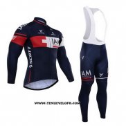 2015 Maillot Ciclismo IAM Bleu Manches Longues et Cuissard