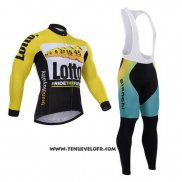 2015 Maillot Ciclismo Lotto NL Jumbo Noir et Jaune Manches Longues et Cuissard