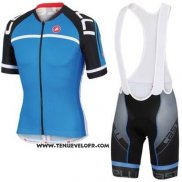 2016 Maillot Ciclismo Castelli Noir et Bleu Manches Courtes et Cuissard