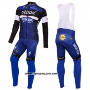 2016 Maillot Ciclismo Etixx Quick Step Bleu et Noir Manches Longues et Cuissard