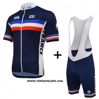 2016 Maillot Ciclismo France Bleu et Blanc Manches Courtes et Cuissard