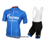 2016 Maillot Ciclismo Gazprom Rusvelo Colnago Bleu et Blanc Manches Courtes et Cuissard