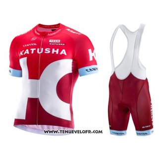 2016 Maillot Ciclismo Katusha Alpecin Blanc et Rouge Manches Courtes et Cuissard