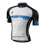 2016 Maillot Ciclismo Specialized Blanc et Bleu Manches Courtes et Cuissard