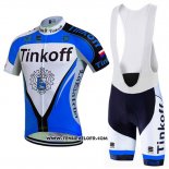 2016 Maillot Ciclismo Tinkoff Bleu et Noir Manches Courtes et Cuissard