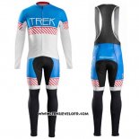 2016 Maillot Ciclismo Trek Bontrager Bleu et Blanc Manches Longues et Cuissard