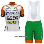 2017 Maillot Ciclismo Bardiani CSF Blanc et Vert Manches Courtes et Cuissard