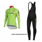 2017 Maillot Ciclismo Cannondale Vert Manches Longues et Cuissard