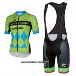 2017 Maillot Ciclismo Cannondale Vert et Bleu Manches Courtes et Cuissard