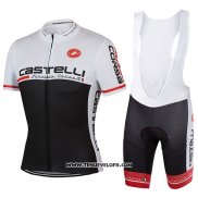 2017 Maillot Ciclismo Castelli Blanc et Noir Manches Courtes et Cuissard