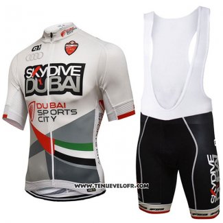 2017 Maillot Ciclismo Dive Dubai Blanc Manches Courtes et Cuissard