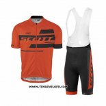 2017 Maillot Ciclismo Scott Orange Manches Courtes et Cuissard
