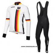 2018 Maillot Ciclismo Belgique Blanc Manches Longues et Cuissard