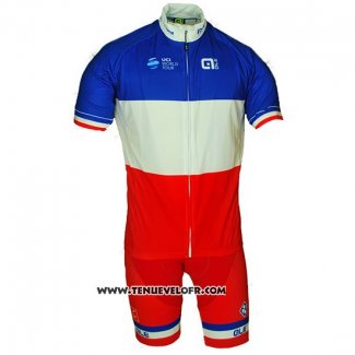 2018 Maillot Ciclismo France Rouge Blanc Manches Courtes et Cuissard