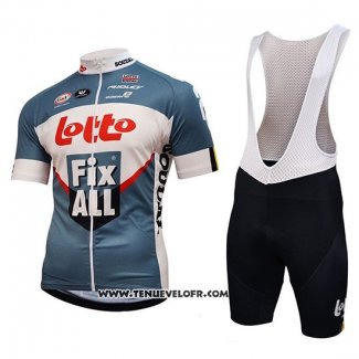 2018 Maillot Ciclismo Lotto Fix All Blanc Bleu Manches Courtes et Cuissard