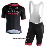 2018 Maillot Ciclismo Scott Noir Rouge Manches Courtes et Cuissard