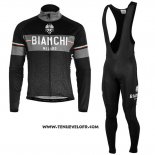 2019 Maillot Ciclismo Bianchi Milano XD Noir Gris Manches Longues et Cuissard