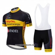 2019 Maillot Ciclismo Direct Energie Noir Jaune Manches Courtes et Cuissard