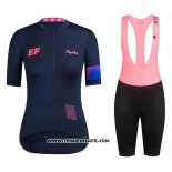 2019 Maillot Ciclismo Femme Rapha Fonce Bleu Rose Manches Courtes et Cuissard