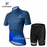 2019 Maillot Ciclismo Kuwomax Bleu Manches Courtes et Cuissard