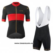 2019 Maillot Ciclismo Lecol Noir Rouge Manches Courtes et Cuissard