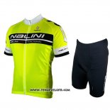 2019 Maillot Ciclismo Nalini Noir Brillant Vert Manches Courtes et Cuissard