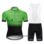 2019 Maillot Ciclismo Natura 4 Ever Vert Noir Manches Courtes et Cuissard