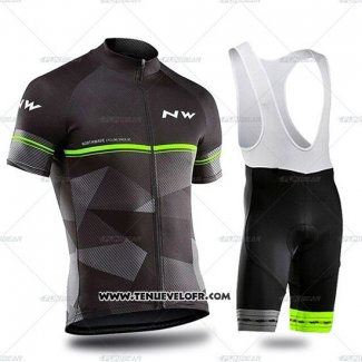 2019 Maillot Ciclismo Northwave Noir Gris Vert Manches Courtes et Cuissard