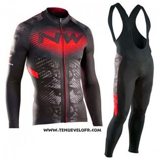 2019 Maillot Ciclismo Northwave Noir Rouge Manches Longues et Cuissard