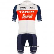 2020 Maillot Ciclismo Trek Segafredo Blanc Profond Bleu Manches Courtes et Cuissard