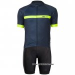 2020 Maillot Cyclisme Bontrage Jaune Profond Bleu Manches Courtes et Cuissard