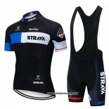 2020 Maillot Cyclisme STRAVA Noir Manches Courtes et Cuissard