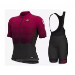 2021 Maillot Cyclisme ALE Fonce Rouge Manches Courtes et Cuissard