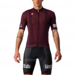 2021 Maillot Cyclisme Giro D'italia Fonce Rouge Manches Courtes et Cuissard