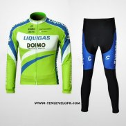 2010 Maillot Ciclismo Liquigas Doimo Bleu et Vert Manches Longues et Cuissard