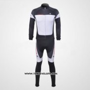 2011 Maillot Ciclismo Giordana Blanc et Noir Manches Longues et Cuissard