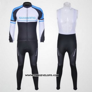 2011 Maillot Ciclismo Shimano Bleu et Blanc Manches Longues et Cuissard