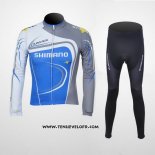 2011 Maillot Ciclismo Shimano Bleu et Gris Manches Longues et Cuissard