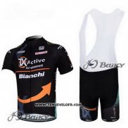 2012 Maillot Ciclismo Bianchi Noir et Orange Manches Courtes et Cuissard