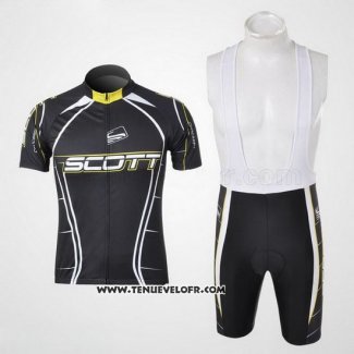 2012 Maillot Ciclismo Scott Noir et Blanc Manches Courtes et Cuissard