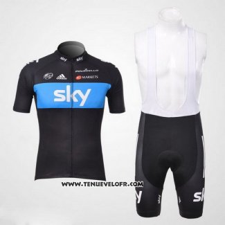 2012 Maillot Ciclismo Sky Noir et Azur Manches Courtes et Cuissard