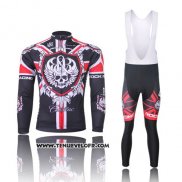 2013 Maillot Ciclismo Rock Racing Noir et Rouge Manches Longues et Cuissard