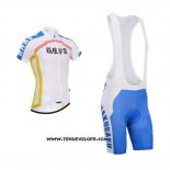 2014 Maillot Ciclismo Fox Cyclingbox Blanc et Bleu Manches Courtes et Cuissard