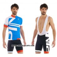 2015 Maillot Ciclismo Pinarello Blanc et Bleu Manches Courtes et Cuissard