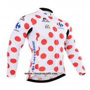 2015 Maillot Ciclismo Tour DE France Blanc et Rouge Manches Longues et Cuissard