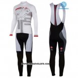 2016 Maillot Ciclismo Femme Castelli Blanc et Rouge Manches Longues et Cuissard