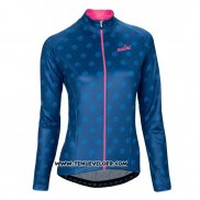 2016 Maillot Ciclismo Femme Nalini Rose et Bleu Manches Longues et Cuissard