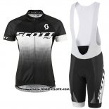 2016 Maillot Ciclismo Femme Scott Noir et Blanc Manches Courtes et Cuissard