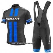 2016 Maillot Ciclismo Giant Noir et Bleu Manches Courtes et Cuissard